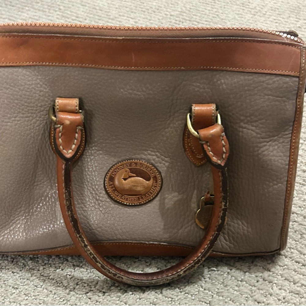 Dooney & Bourke Gray and Brown Leather Satchel